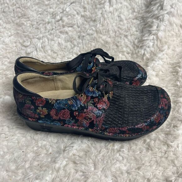 Alegria Dan-288 Lace Up leather multi color floral Clogs.EUR SZ36 - Picture 1 of 9